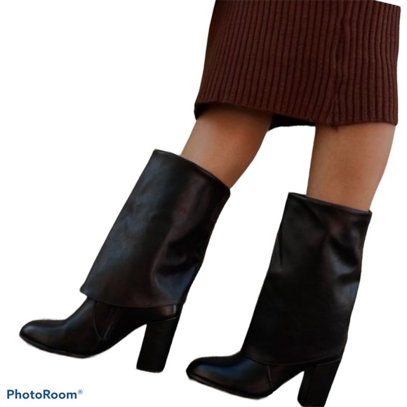 Nine West vintage Black Heeled ankle leather  boots Sz 9.5 - Picture 1 of 15